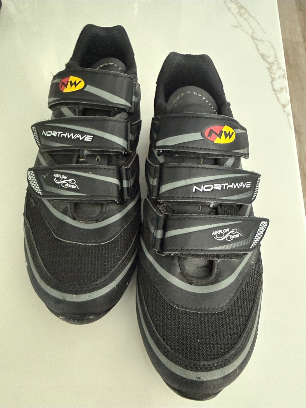 Northwave Men's Black Cycling Shoes with Triple Velcro Straps